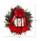 28" Poinsettia & Berry Holiday Lantern Christmas Wreath with LED Candle